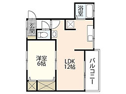 田渕ビル 1LDKの間取図画像