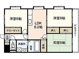 プレミールS 2階3LDKの間取り