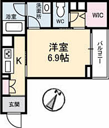 テラ五日市駅 3階1Kの間取り