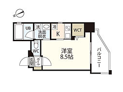 VELOCEIII 9階1Kの間取り