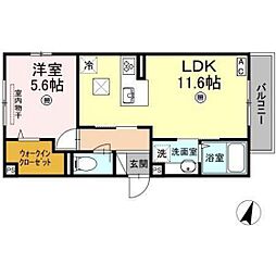 Ｄ−ｒｏｏｍせのやII 1階1LDKの間取り