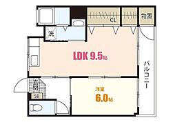 平岩ビル 3階1LDKの間取り