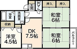 ルーエ井口B棟 2階3DKの間取り