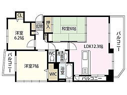 アイレスト稲荷町 8階3LDKの間取り