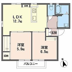 サントークＫ 2階2LDKの間取り