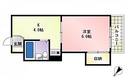 コーポ梶岡 1Kの間取図画像