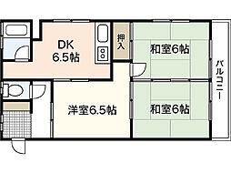 隅本ビル 2階3DKの間取り