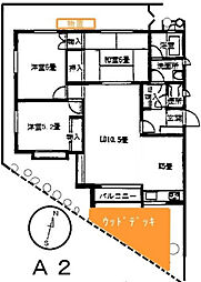 カルチェラタン翠A 1階3LDKの間取り