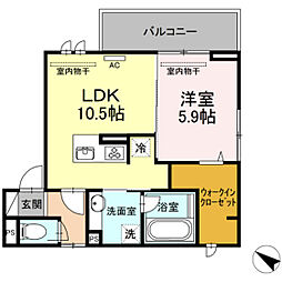 アヴニール 2階1LDKの間取り