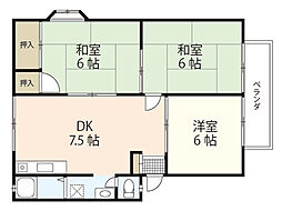 プロムナード高橋A 1階3DKの間取り