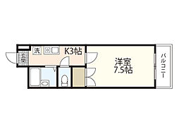 ESSOR・K 4階1Kの間取り