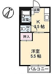 セフィラ翠 2階1Kの間取り