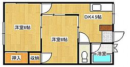 石田ビル 4階2DKの間取り