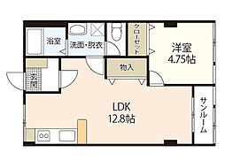 第2松田ビル 4階1LDKの間取り