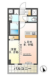 アイ・レジデンシーズ西条 4階1LDKの間取り