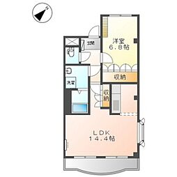 プロニティ東建 2階1LDKの間取り