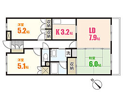 倉西ビル 5階3LDKの間取り