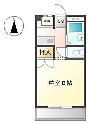 ユースハイム清水 1階1Kの間取り