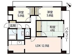 ドミール藤沢 7階3LDKの間取り
