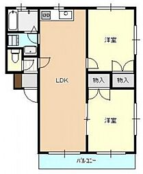 グレイス戸坂　B棟 2階2LDKの間取り