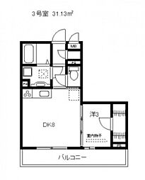 Serie（セリエ）皆実 2階1LDKの間取り