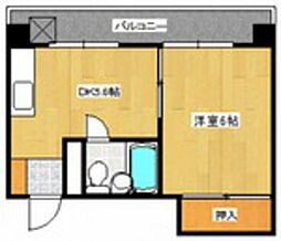 冨永ビル 5階1DKの間取り