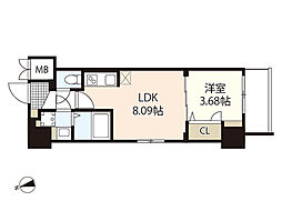 S-RESIDENCE観音公園aloria 13階1LDKの間取り