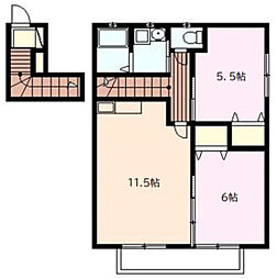 フェリーチェ福田 2階2LDKの間取り