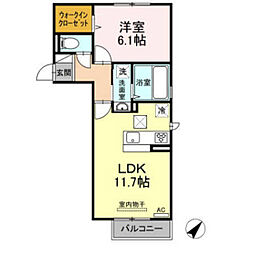 レグルス 1階1LDKの間取り