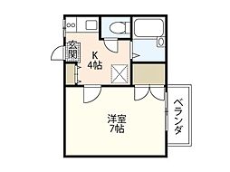 エスポアールM 1階1Kの間取り