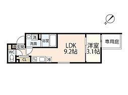 S-MOVE庚午北 104 1階1LDKの間取り