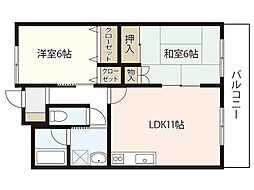 リュミエールＳ 3階2LDKの間取り