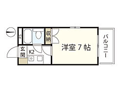 パレグレース仁保 2階1Kの間取り