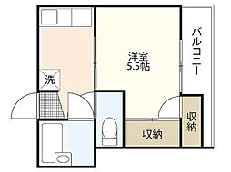 プレゼンス庚午北 4階1Kの間取り