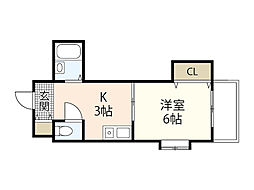 タウン己斐西 1Kの間取図画像