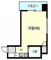 第13片山ビル 6階ワンルームの間取り