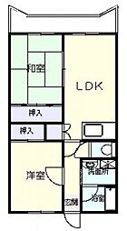 サンプレイス大島 3階2LDKの間取り