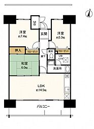 アスレ東原I番館 4階3LDKの間取り