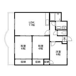 ロイヤルシティー　II 2階3LDKの間取り