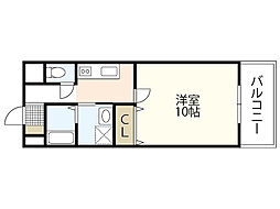 ロイヤルガーデン 4階1Kの間取り