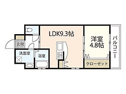エマーブル矢賀 4階1LDKの間取り