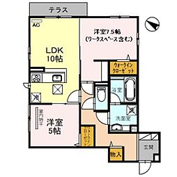 エトワール 1階2LDKの間取り