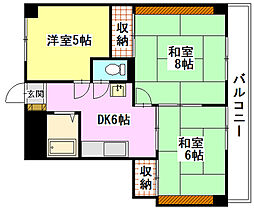 第三津広ビル 5階3DKの間取り