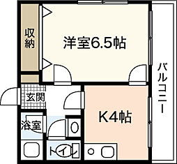 セジュール観音 1Kの間取図画像