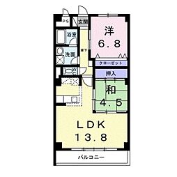 プラザ初雪A-1 2LDKの間取図画像