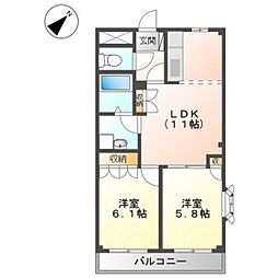 ソレイユ 2LDKの間取図画像