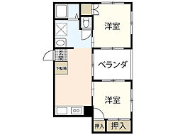 吉永ハイム 2DKの間取図画像