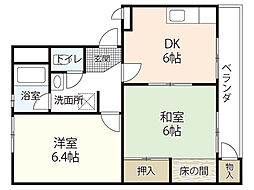 椿コーポ 2DKの間取図画像