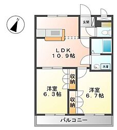 ラペル・シャトー 2LDKの間取図画像