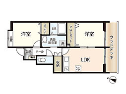 パステラルテラス大野 2DKの間取図画像